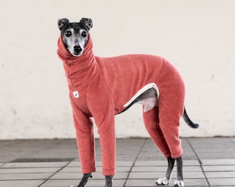 Whippet, Italian Greyhound Clothing, Fleece Jammies,Jumpsuit,Romper,Onesie [ORANGE]