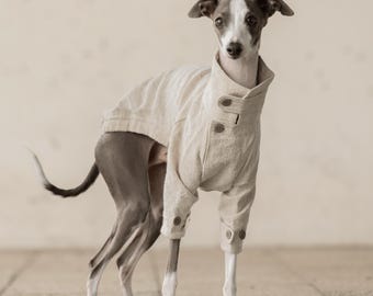 Italian Greyhound & Whippet Linen Wool Smock | Natural Fiber Dog Wear [ECRU]