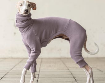 Italian Greyhound & Whippet TSURIURAKE Sweat Jumpsuit, Cotton Romper / Onesie [LAVENDER]