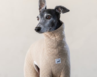 Italian Greyhound Clothing, Organic Cotton Quilted Jammies,Jumpsuit,Romper,Onesie [LATTE]