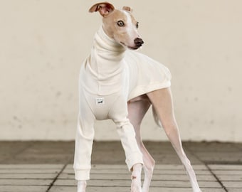 Italian Greyhound Clothing, Organic Cotton, Waffle, Long Neck T-shirt [WHITE]
