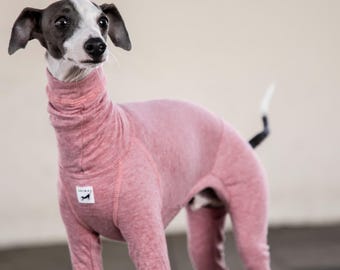 Italian Greyhound Clothing, Wrinkle Double Face Organic Cotton Jumpsuit, Room Wear,Jammies,Romper,Onesie [RED PINK]