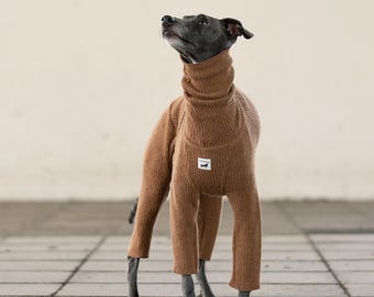 Italian Greyhound Clothing, Quarter Wool Knit suits, Jammies,Jumpsuit,Romper,Onesie [CAMEL]