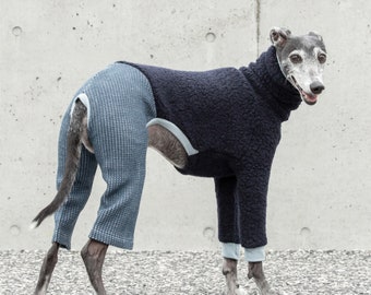 Ropa de galgo italiano, pijamas de lana italiana, mono, mameluco, mono [MARINO OSCURO/AZUL]