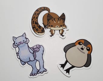 Critter Set 1: Loth Cat, Tauntaun, Porg | Vinyl Stickers