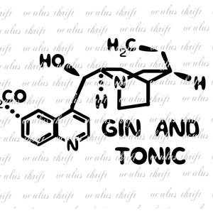Gin and Tonic Molecule SVG - Silhouette Cut File