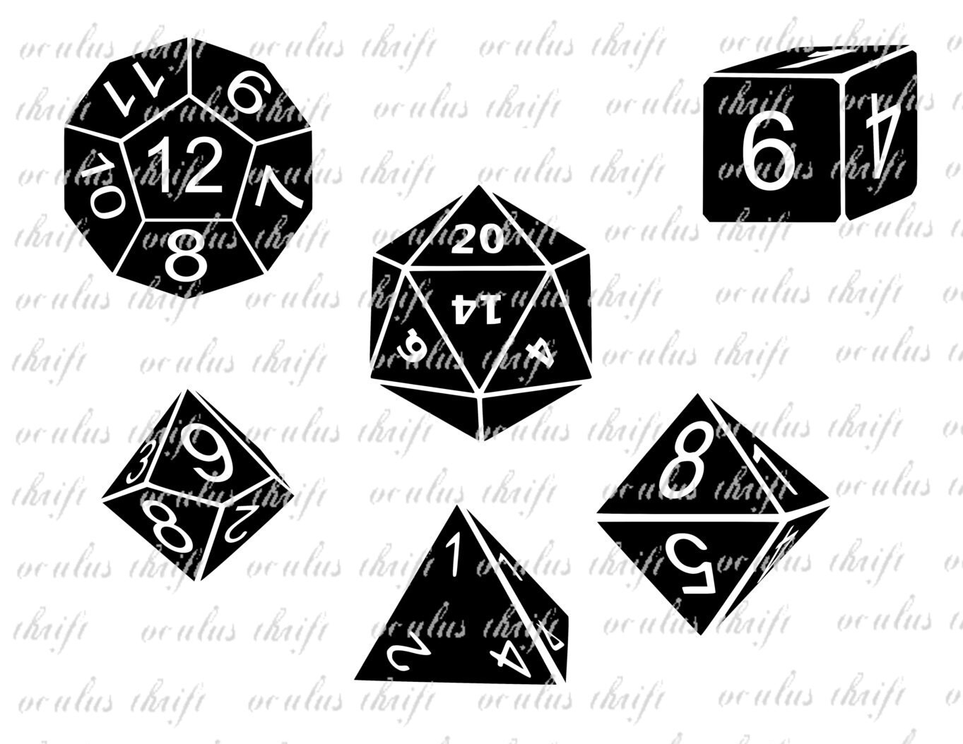 Rpg Dice Set Silhouette Cut File Etsy