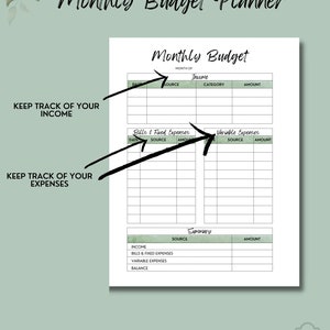 Monthly Budget Overview Template Printable Paycheck Budget Printable Budget Planner Budget