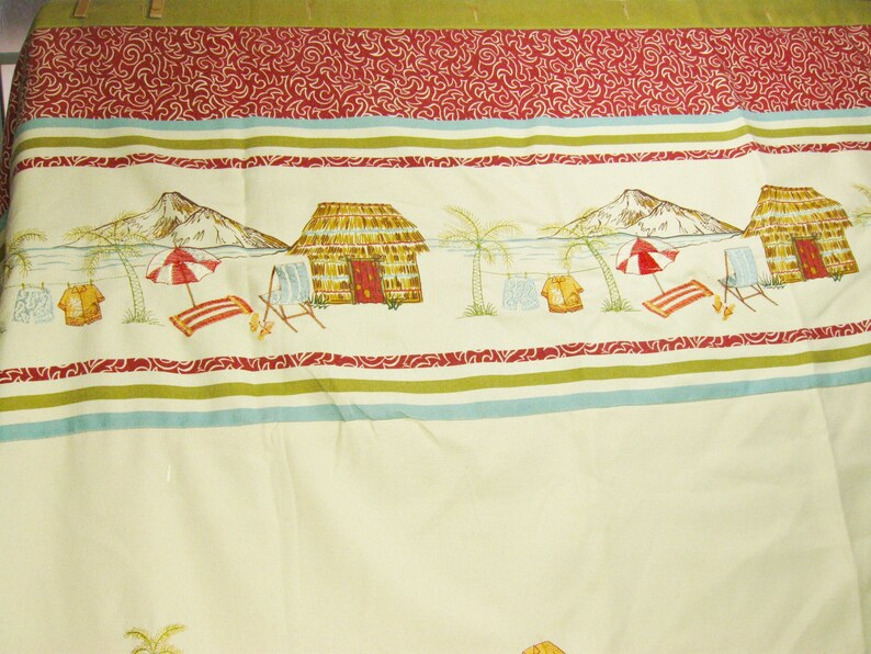 Vintage Tropical Beach Shower Curtain Fabric Ocean Bathroom Etsy