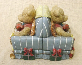 Vintage Teddy Bear Bookends,  Baby Nursery Bookshelf Decorations