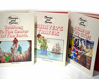 A Tale of Two Cities, Gulliver's Travels, Journey To The Center Of The Earth, Classics and Comics 1985 Printed in Italy