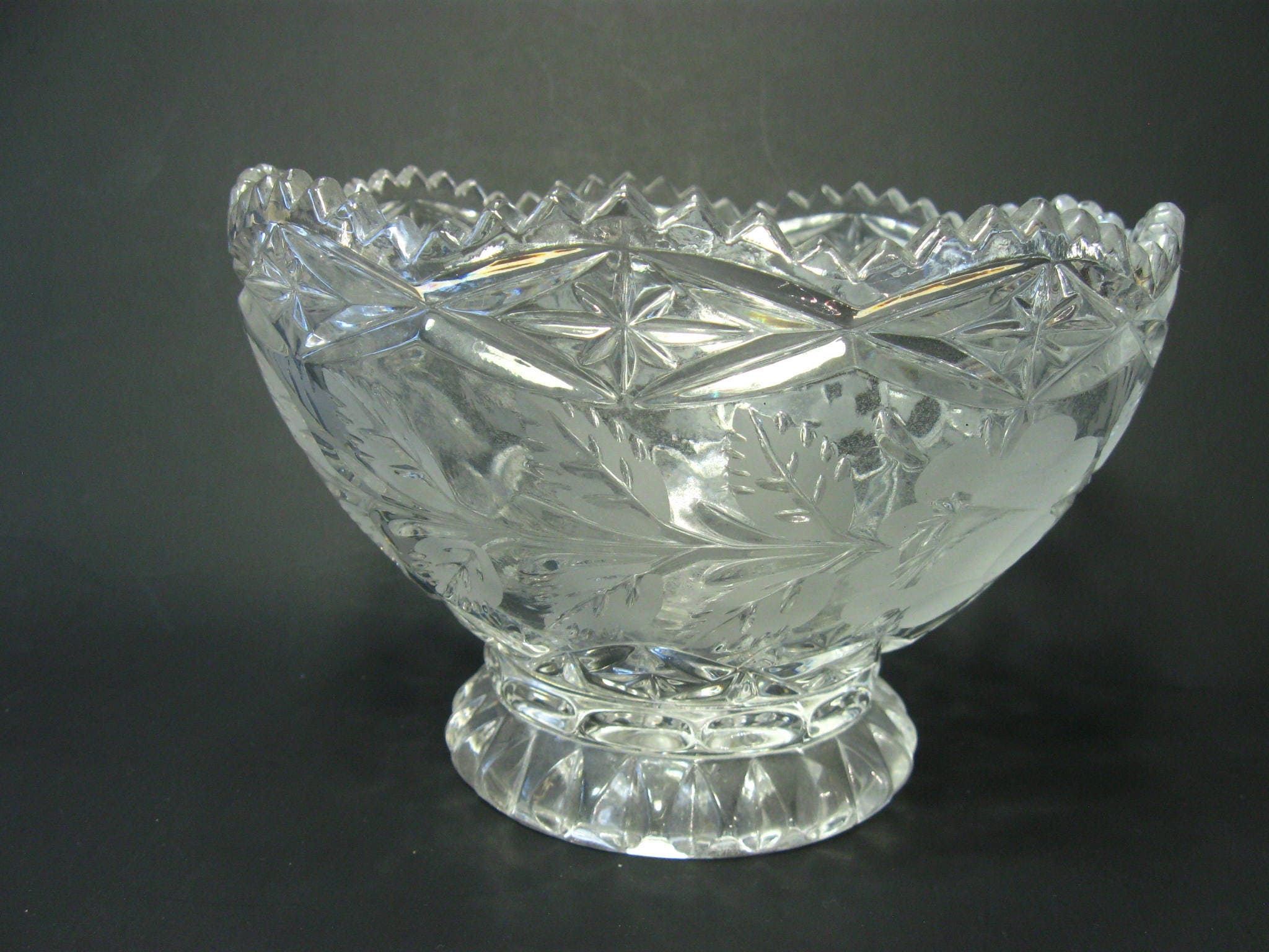 Genuine Lead Crystal Bowl Hand Cut Fruit Glass Ware Etsy