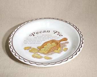 Vintage Pecan Pie Plate with Recipe