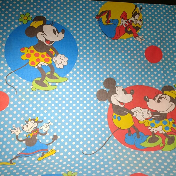 Vintage Mickey Mouse & Friends Twin Flat Sheet 63 x 94