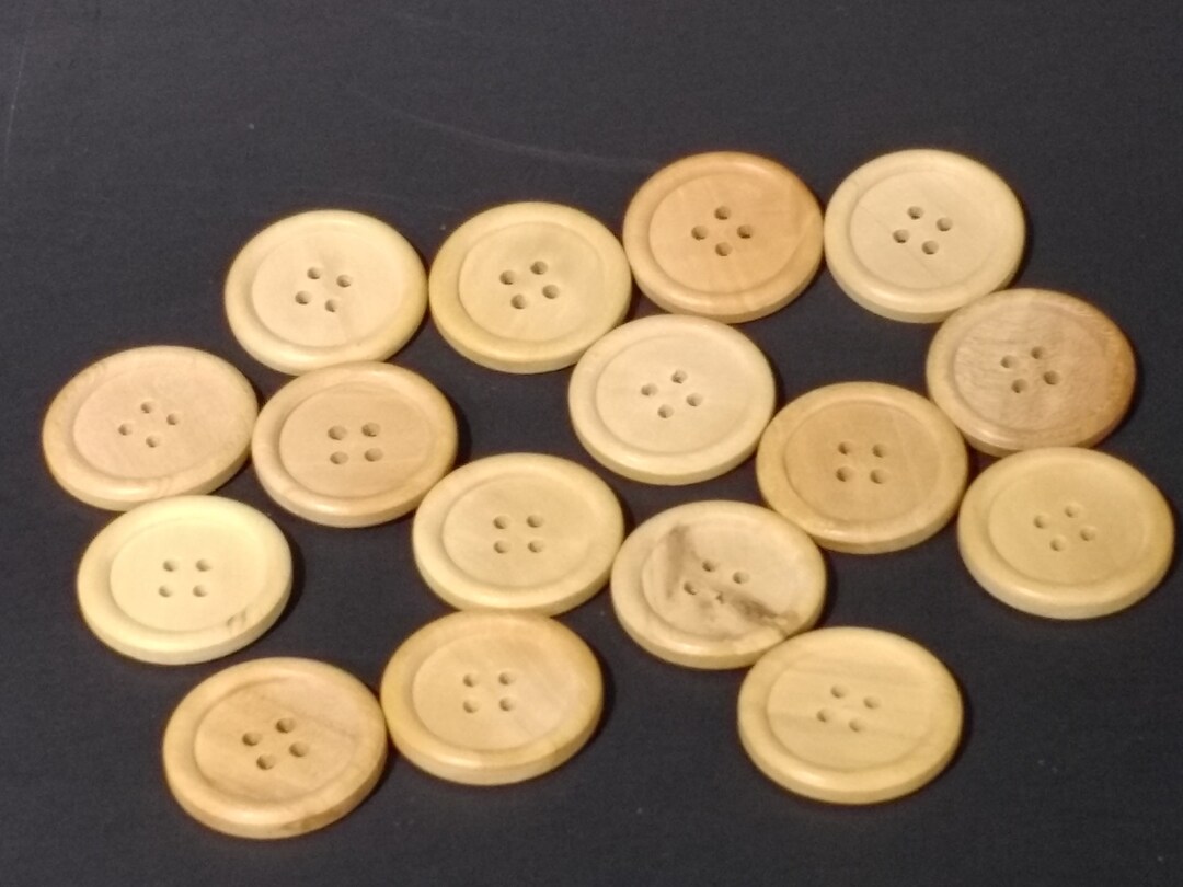 20 Pc Wooden Buttons 4 Holes Round Buttons 1 Inch (25mm) Sewing Craft ...