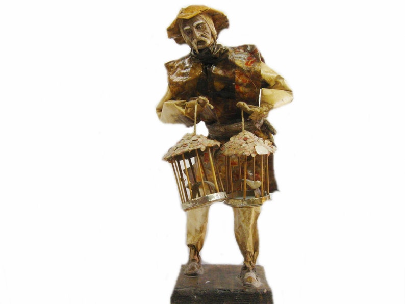 Vintage Paper Mache Man With Bird Cages Mexican Folk Art Home Decor 12 Tall Sculpture Art Collectibles Delage Com Br
