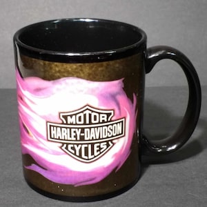 Harley Davidson Mug, Motorcycle Coffee Mug, Raised Logo on Inside