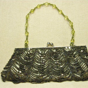 Bolso de noche con cuentas negras, cartera de mano, bolso con asa superior con cuentas, tono negro y dorado