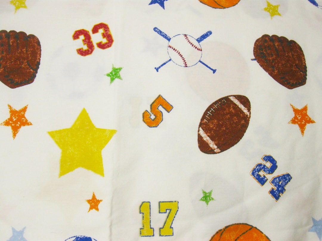 Vintage Sports Ball Sheet Twin Size Flat Sheet Football Etsy