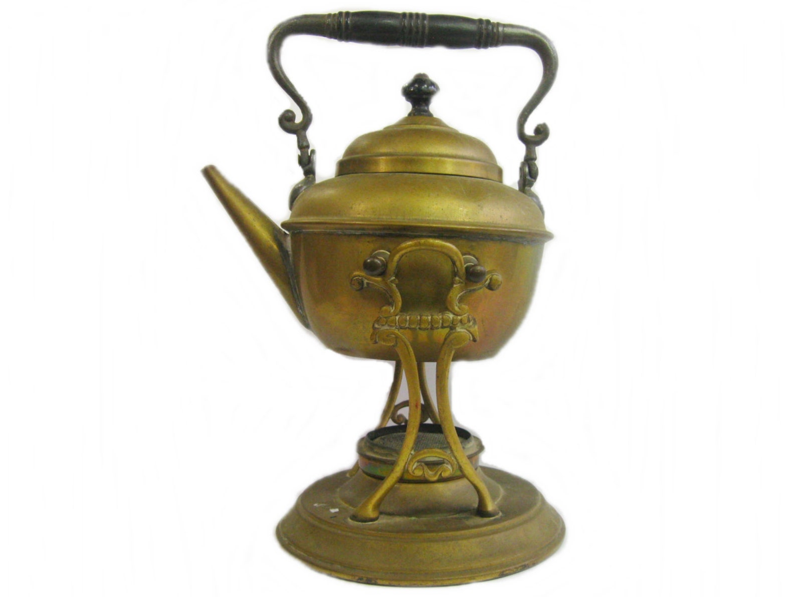 Antique Brass Tilting Tea Kettle on Stand with Burner Metal Etsy