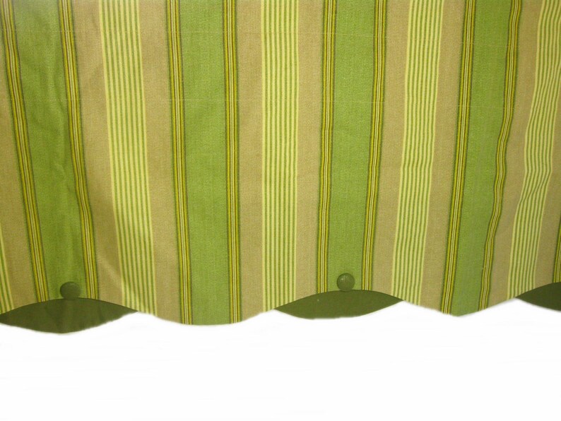 Vintage Scalloped Window Curtain Valance Green Striped Window Etsy