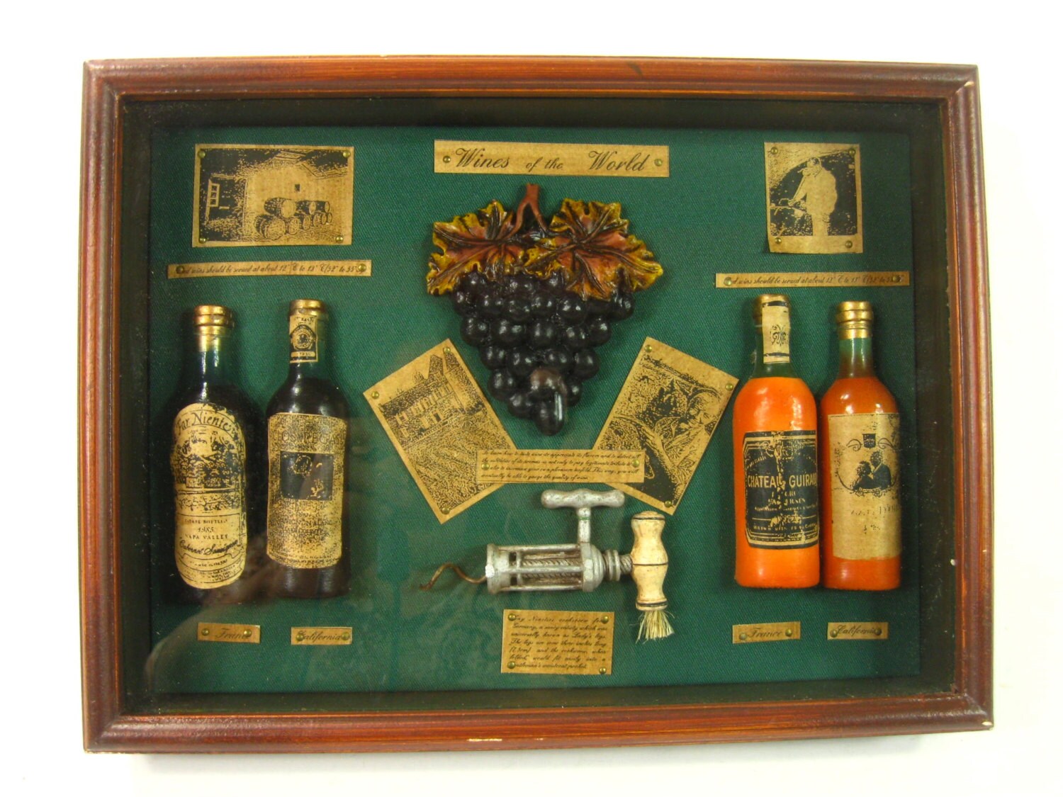 Vintage Wine Display Shadow Box Framed Bar Decor Wine Gift Etsy