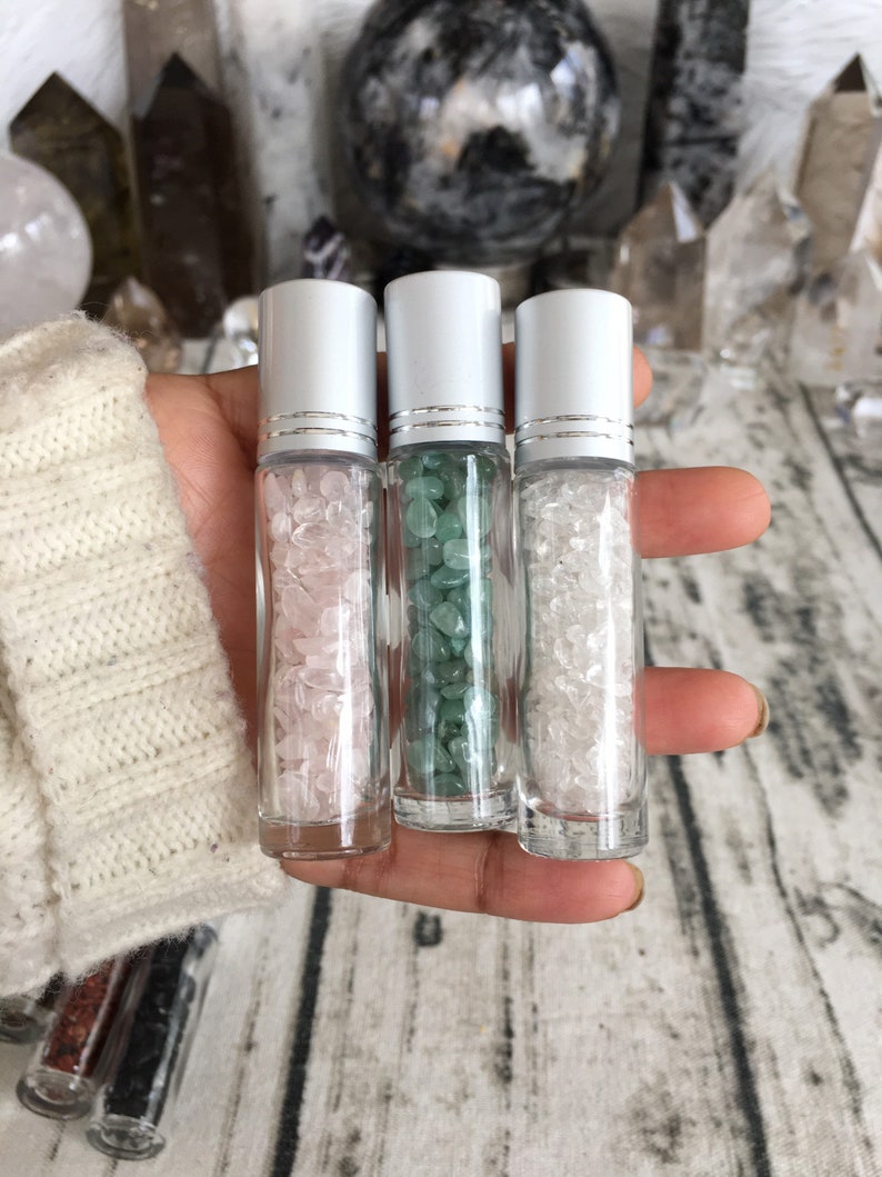 Essential Oil Bottles With Crystals Essential Oil Rollers Etsy