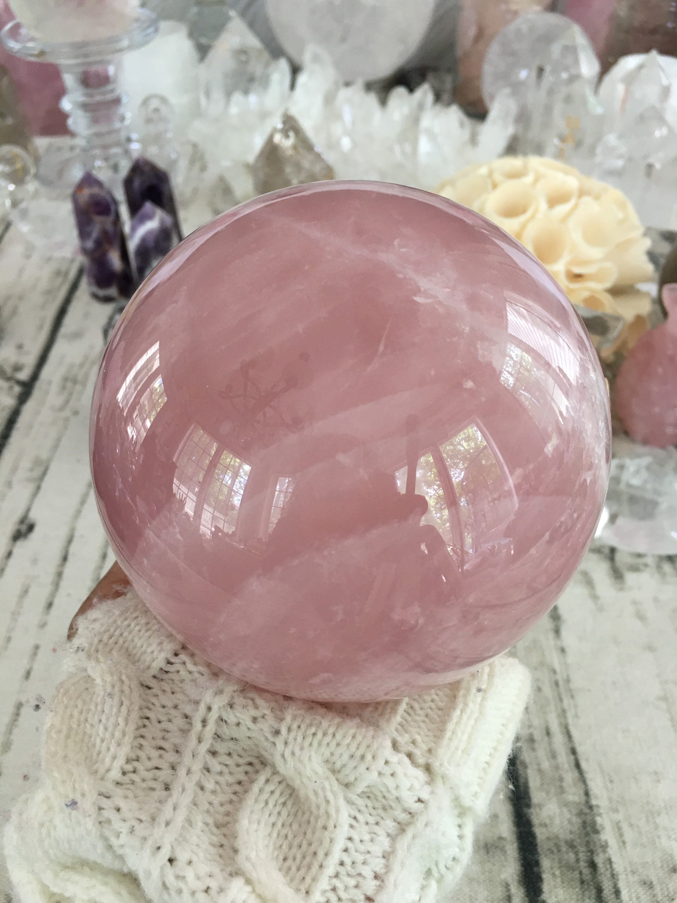 Plump Lavender Rose Quartz Sphere Crystal For Love Stone For | Etsy