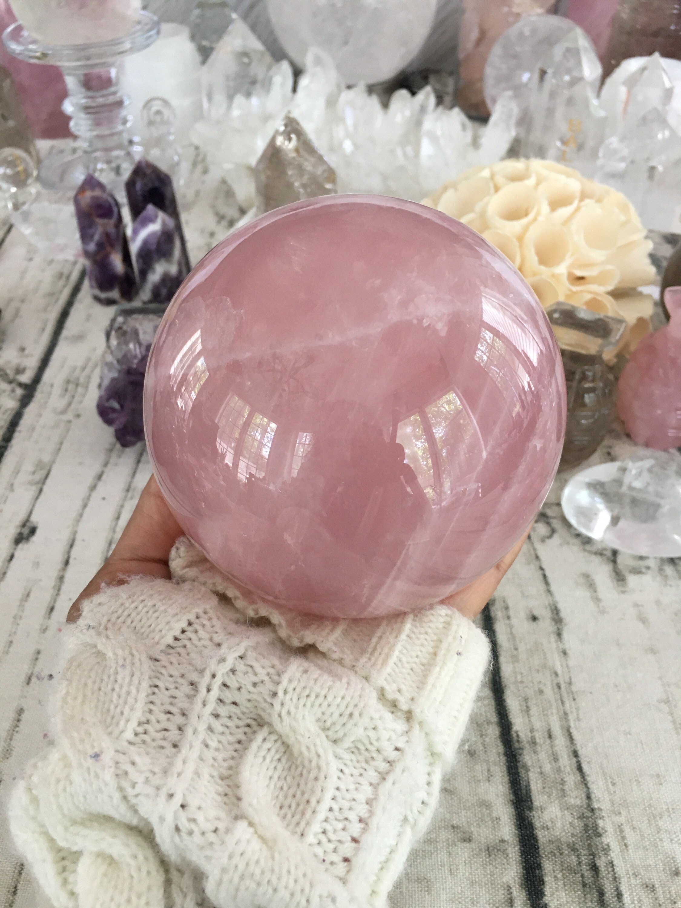 Plump Lavender Rose Quartz Sphere Crystal For Love Stone For | Etsy