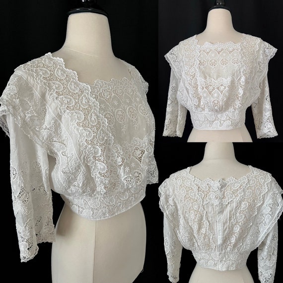 Antique Edwardian Lace Embroidered Blouse, Embroi… - image 7