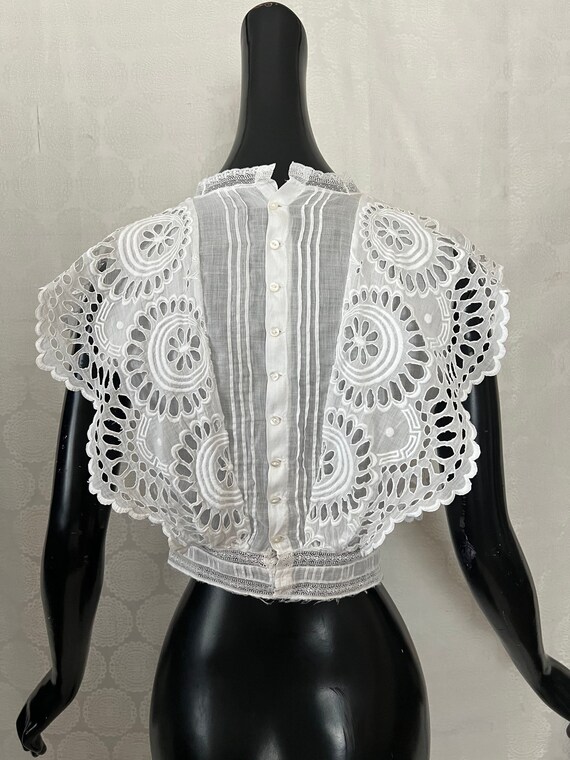 Antique Edwardian Lace Blouse, Embroidery, Openwo… - image 3