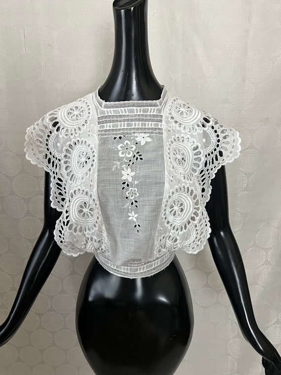Antique Edwardian Lace Blouse, Embroidery, Openwo… - image 1