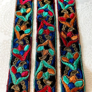 Antique Vintage 1920’s Silk Embroidered Ribbon Trim with Gold Metallic Thread, Dressmaking, Millinery, Costume, Flapper, Art Deco, French