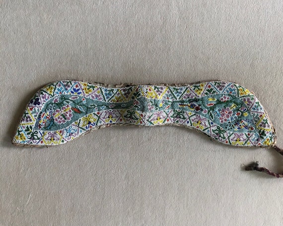 Antique Chinese Qing Dynasty Beaded Headband, Bea… - image 1