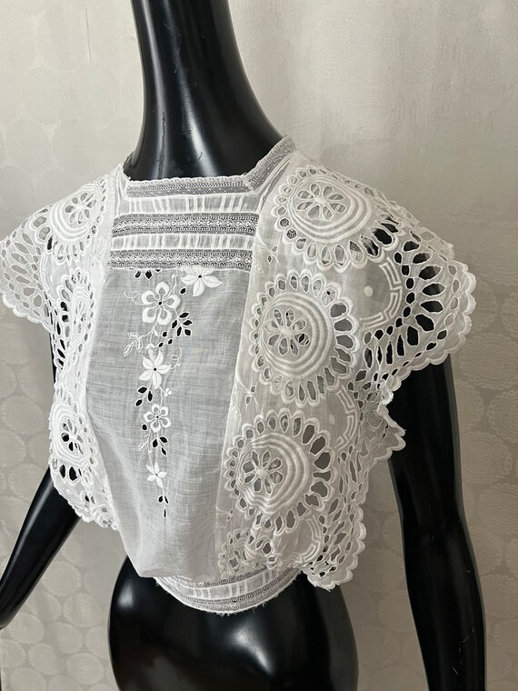 Antique Edwardian Lace Blouse, Embroidery, Openwo… - image 4