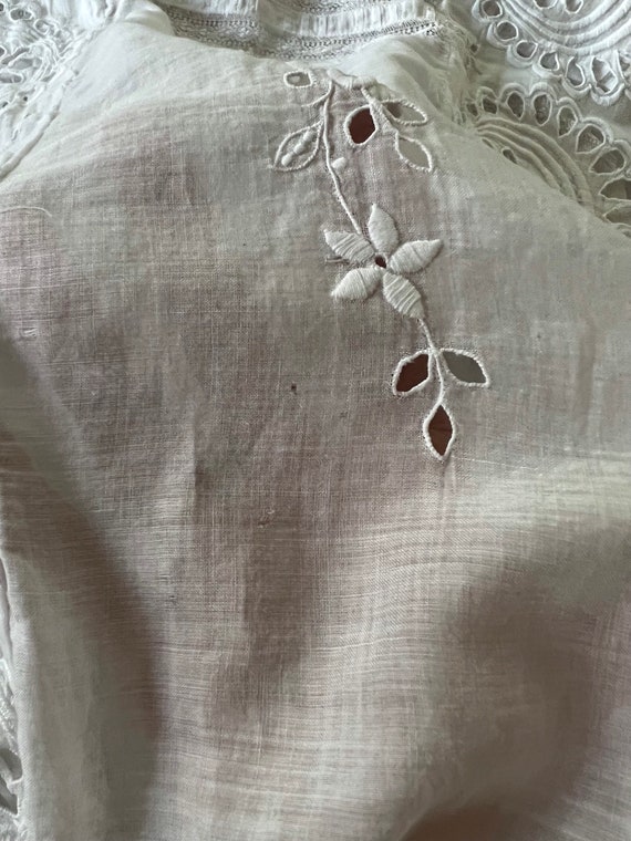Antique Edwardian Lace Blouse, Embroidery, Openwo… - image 10