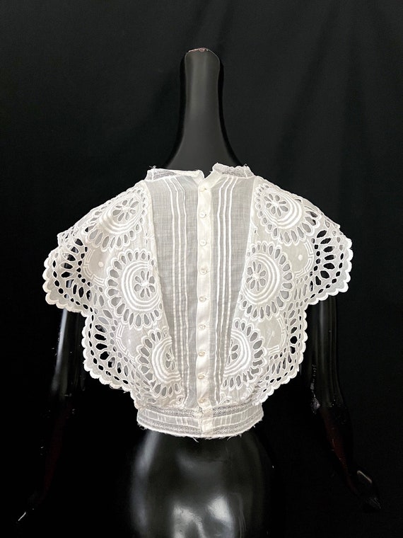 Antique Edwardian Lace Blouse, Embroidery, Openwo… - image 8
