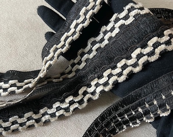 Antique Black Silk Trim: White Chenille Zigzag, Costume Design