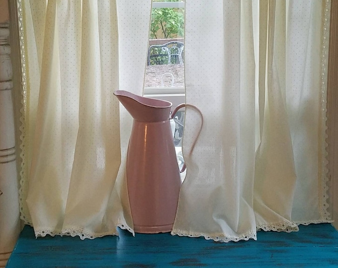 Cafe Curtains Pair Vintage Farmhouse Kitchen Cream Cotton Etsy