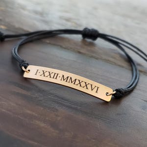 Personalisiertes Armband mit Ort, Datum und Namen, verstellbar, Unisex, Edelstahl, Gold, Silber, Roségold, Gravur mit Handschrift, Zeichnung oder Logo