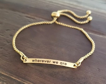 Personalized Coordinates Bracelet, Custom Date Name Engraved Jewelry, Dainty Stainless Steel Adjustable Slider Bracelet for Women