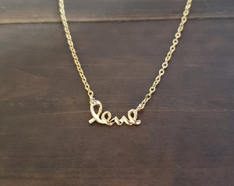 Love Necklace, Dainty Gold, Silver, Rose gold Necklace