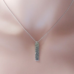 Hammered Vertical Bar Necklace, Initial Bar Necklace, Name Necklace