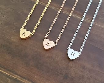Personalized High Quality Stainless Steel Engraving Initial Gold Rose Gold Heart Pendant Love Necklace, Custom Letter Necklace