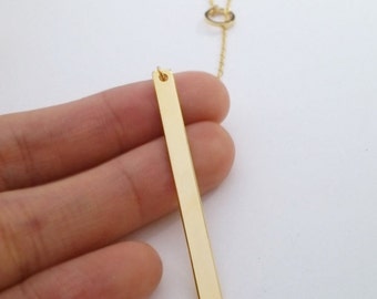 Gold Long Bar Y Necklace, Y Necklace, Gold Lariat Layered Necklace, Drop Bar Necklace, Initial Name Necklace, Birthday Gift