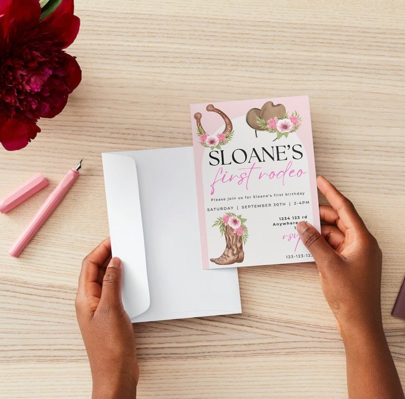 Editable My First Rodeo Invitation Cowgirl Birthday Invite Wild West ...