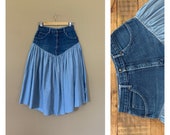 27 90 s High Waisted Denim Skirt 90 s Denim Ruffled Skirt Maxi Skirt Vintage Women s Skirt Size 27 90 s Grunge Skirt Cotton