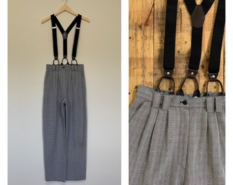 plaid suspender pants womens
