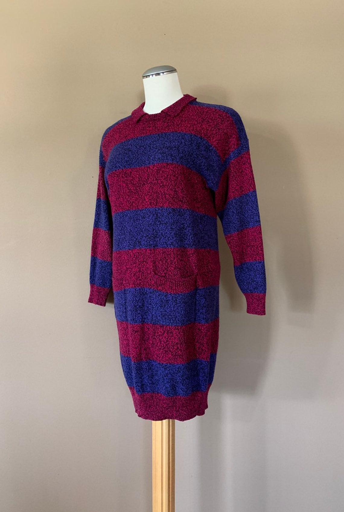 90s Sweater Shirt Dress Medium / Vintage Striped Sweater Dress | Etsy