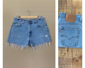 34” Levis High Waisted Shorts/90s Levis Shorts/Levi High Waisted Denim Shorts/Jean Shorts/Cutoff Shorts/90’s Levis Shorts size 13